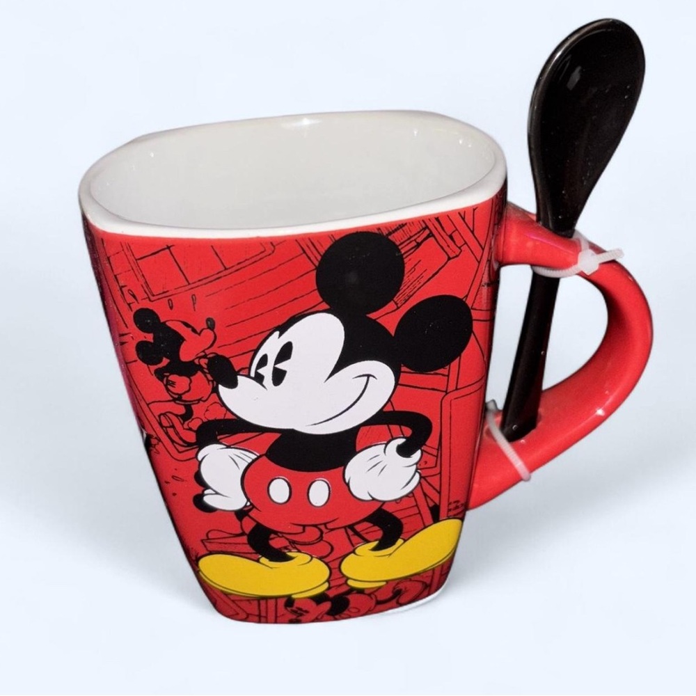 Disney Mickey Mouse Small Red & Black Leigh Mug with Spoon